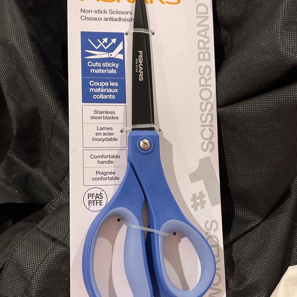 Fiskars 8” Straight Blue Performance Scissors Comfort Handle Non-Stick Stainless - Picture 3 of 10